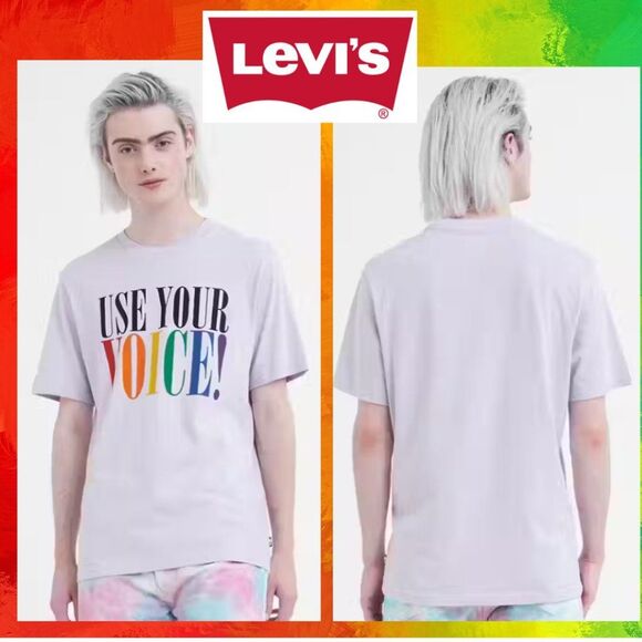 NWOT Levi's Use Your Voice Pride Lavender Short Sleeve Shirt - Picture 1 of 8